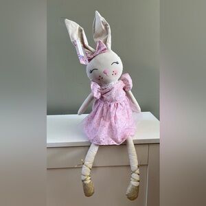 - NWT Bella Lux Bunny Rabbit Ballerina Pink Shelf Sitter Nursery Decor Stuffed